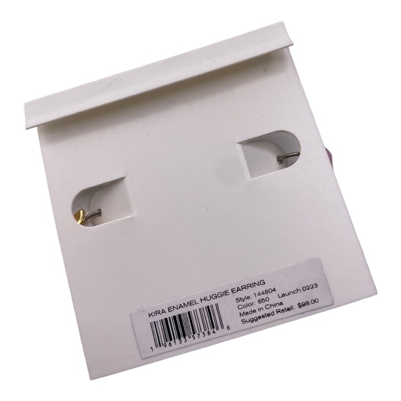 Tory Burch Earrings Pink Enamel with Logo T Hardware is 24k Gold Over Brass NWT - Picture 3 of 3